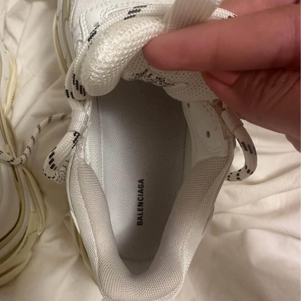 Balenciaga Triple S Women's White Sneakers with Cream Sole Accents - Picture 6 of 6